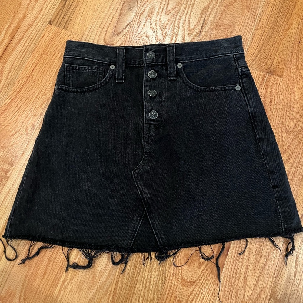 Rigid Denim A-Line Mini Skirt in Lunar Wash: Button-Front Edition